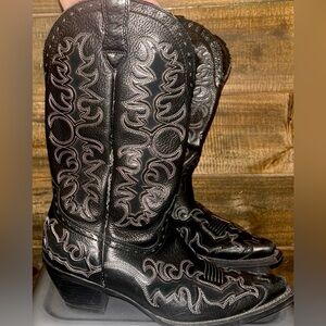 Ariat Black and White Embroidered Boots